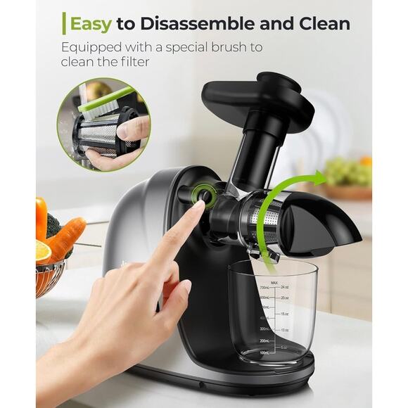 Jocuu Cold Press Juicer – Quiet, Easy to Clean, with Recipes & Brush - Picture 6 of 8